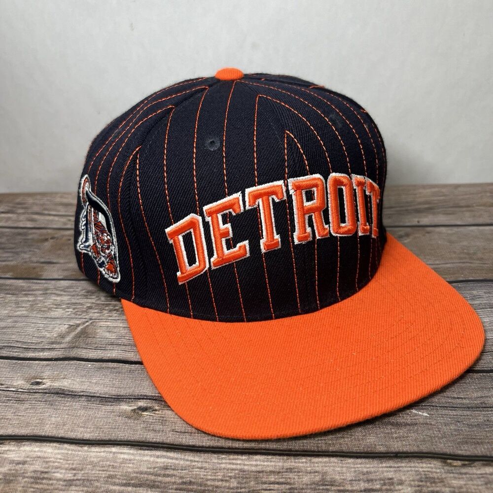 Detroit Tigers American Needle Snapback Hat Cap Blue Orange Pinstripes Retro